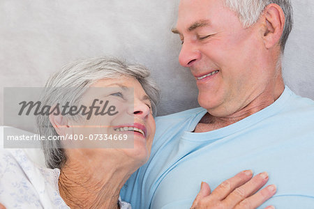 Closeup of affectionate senior couple looking at each other