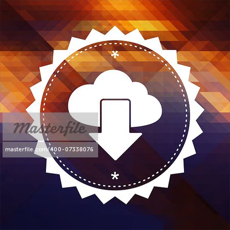 Cloud Concept. Retro label design. Hipster background made of triangles, color flow effect.