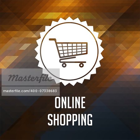 Online Shopping Concept. Retro label design. Hipster background made of triangles, color flow effect.