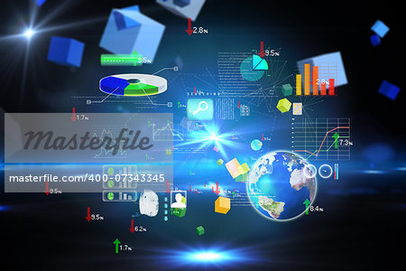 Global technology background against boxes on technical background