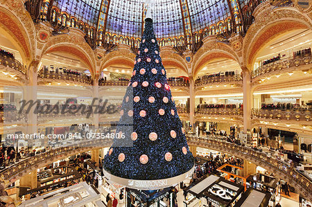 Galeries Lafayette at Christmas season, Paris, Ile de France, France, Europe