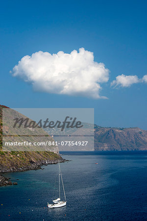 Rocky cliffs rising from the sea near Pollara on the island of Salina, The Aeolian Islands, UNESCO World Heritage Site, off Sicily, Messina Province, Italy, Mediterranean, Europe