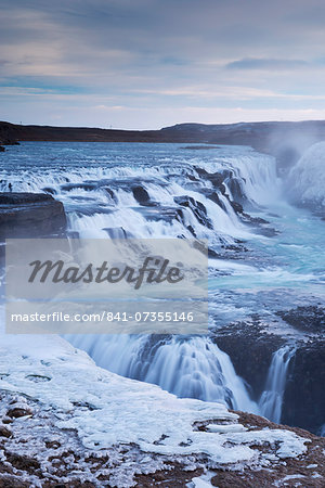 Thundering Gullfoss waterfall in winter time, Iceland, Polar Regions