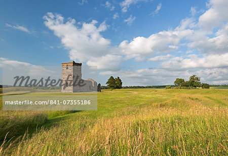 The ruins of Knowlton Church surrounded by countryside, Dorset, England, United Kingdom, Europe