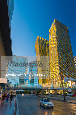 CityCenter, Aria Resort and Casino, Veer Towers on right, The Strip, Las Vegas, Nevada, United States of America, North America