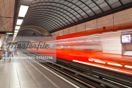A train pulls out of a station on the Lyon metro system, Lyon, Rhone, Rhone-Alpes, France, Europe A train pulls out of a station on the Lyon metro system, Lyon, Rhone, Rhone-Alpes, France, Europe