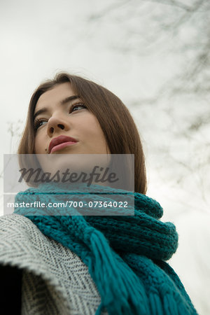 Portrait of Young Woman Outdoors, Mannheim, Baden-Wurttemberg, Germany
