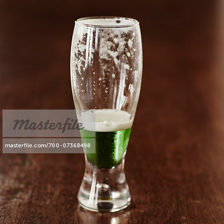 Almost Empty Glass of Green Beer, Studio Shot