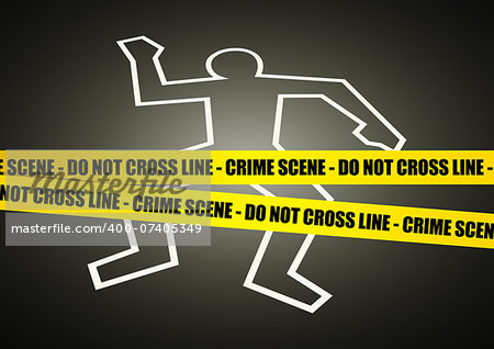 Vector illustration of a police line on crime scene