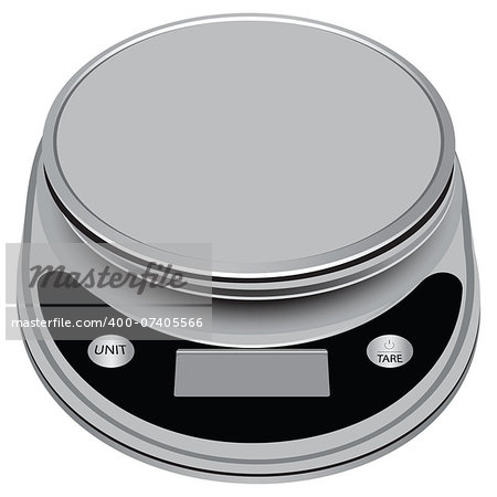 Compact electronic scale with high precision for industrial and domestic use. Vector illustration.