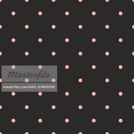Seamless vector pattern with pastel pink polka dots on black background. For website design, blog, desktop wallpaper, cards, invitations, wedding or baby shower albums, backgrounds, arts and scrapbooks
