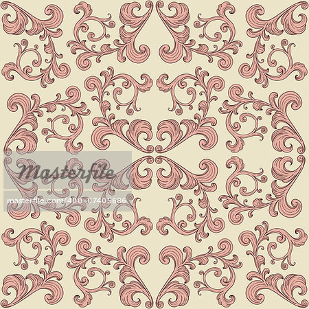 vector seamless romantic background with vintage floral ornament, seamless pattern in swatch menu