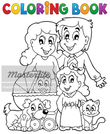 Coloring book family theme - eps10 vector illustration.
