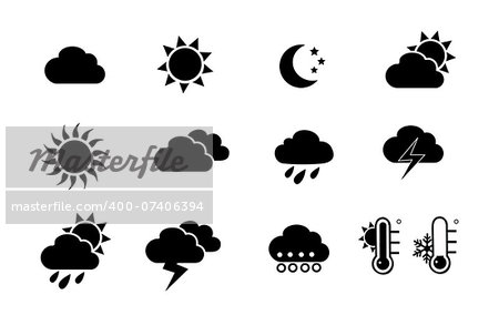 Weather and seasons. Vector icon set
