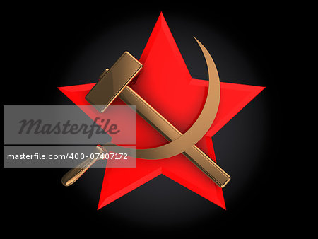 abstract 3d illustration of soviet symbol over black background
