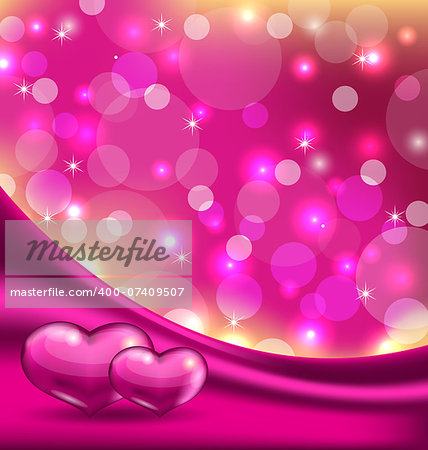 Illustration Valentine's background with beautiful hearts - vector