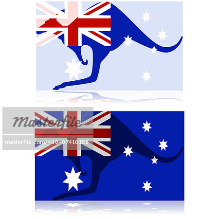 Concept illustration showing a mix between a kangaroo and the Australian flag