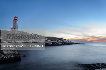 Peggys Cove's Lightouse at Dusk (Nova Scotia, Canada)