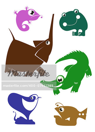 Cartoon funny animals set for design