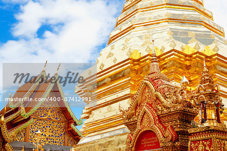 chedi luang temple in chiang mai , close up