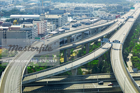 aerial view of the city overpass in early morning, HongKong,Asia China
