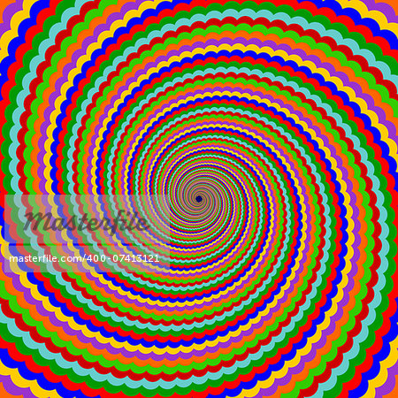 Design multicolor twirl rotation background. Abstract striped geometric backdrop. Vector art