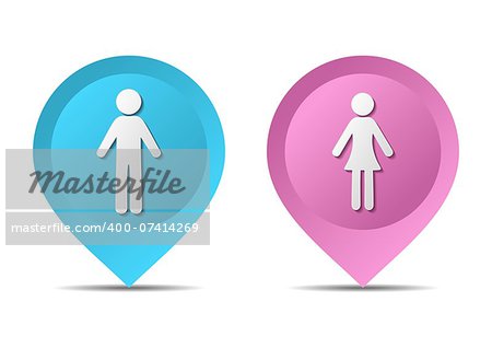 Map pointers with man and woman icons