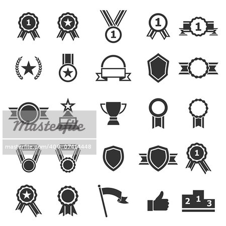 Award icons on white background, stock vector