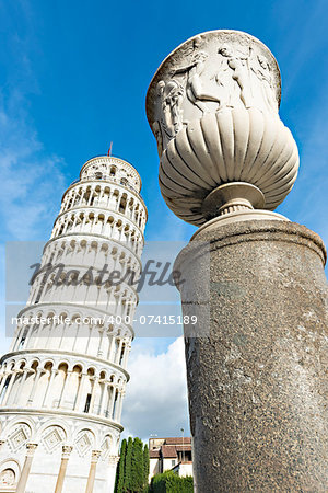 Picture of the Leaning Tower of Pisa at the Miracles place in Italy, Europe