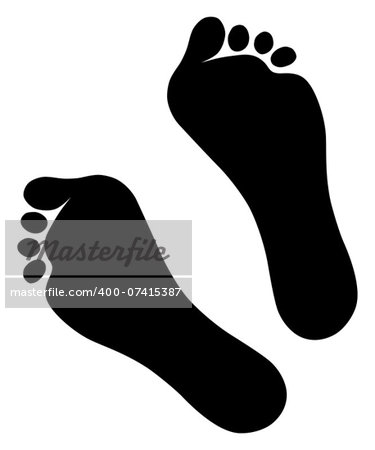 Vector illustration old man silhouette foot prints isolated on white background. Created in Adobe Illustrator. EPS 8.