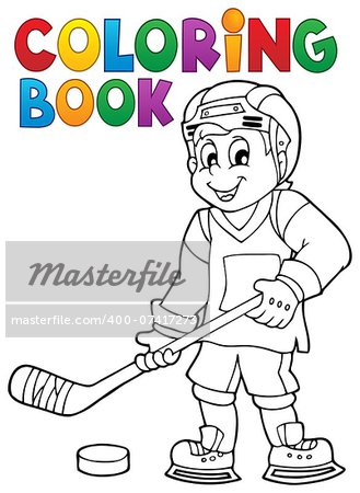 Coloring book hockey theme 1 - eps10 vector illustration.