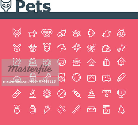 Set of the simple pets related icons