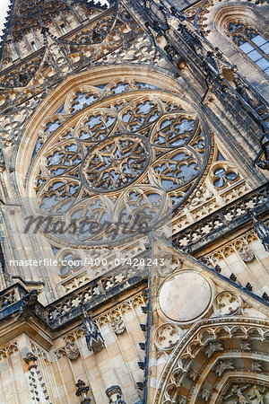 Facade of St. Vitus Cathedral is a Roman Catholic cathedral in Prague