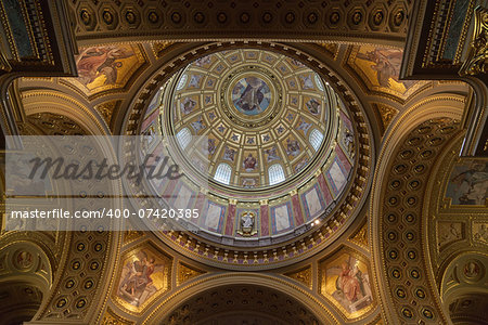 Main dome of the St. Stephen's Basilica. Is a Roman Catholic basilica in Budapest, Hungary.