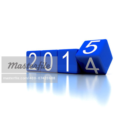 3D illustration - dice with new year 2015