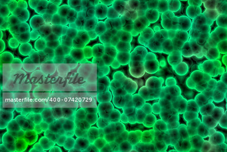 Abstract  cells of bacteria of green colour