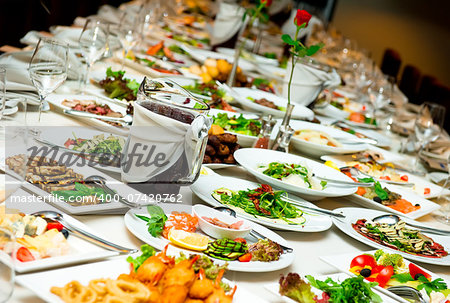 Table with food and drink