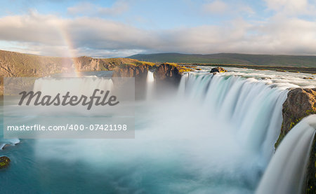 Godafoss is a very beautiful Icelandic waterfall. It is located on the North of the island not far from the lake Myvatn and the Ring Road. Panorama, long exposure