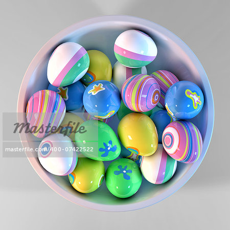 Bowl filled with easter eggs