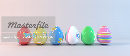 Easter Eggs on white