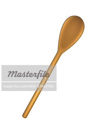 Spoon in wooden design on white background
