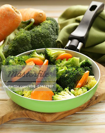 mixed vegetables with carrots and broccoli tasty garnish