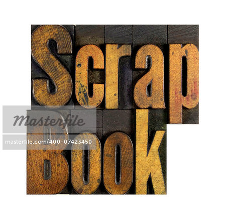 The words Scrap Book written in vintage letterpress type