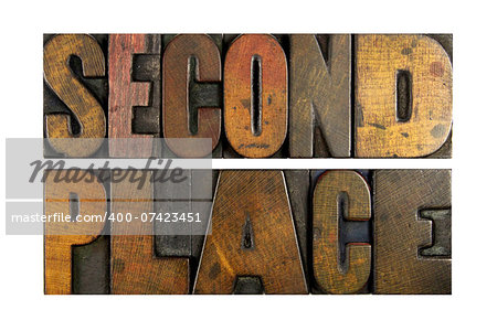 The words SECOND PLACE written in vintage letterpress type