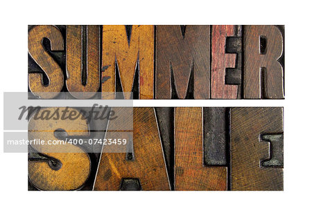 The words SUMMER SALE written in vintage letterpress type