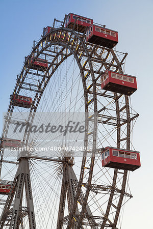 The Wiener Riesenrad is a Ferris wheel at the entrance of the Prater amusement park in Vienna, It is one of most popular tourist attractions in Vienna. Austria