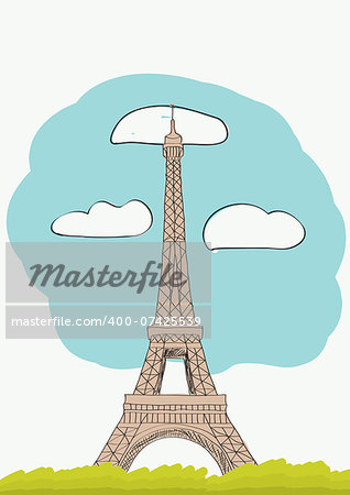 The Eiffel Tower in Paris. France. vector illustration for magazine or newspaper