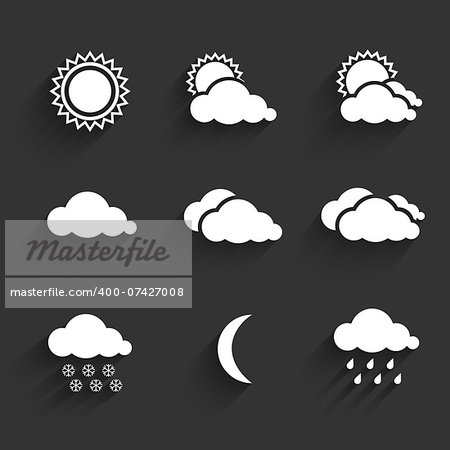Flat design weather icons set. Vector Illustration