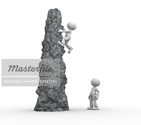 3d people - men, person climbing a cliff