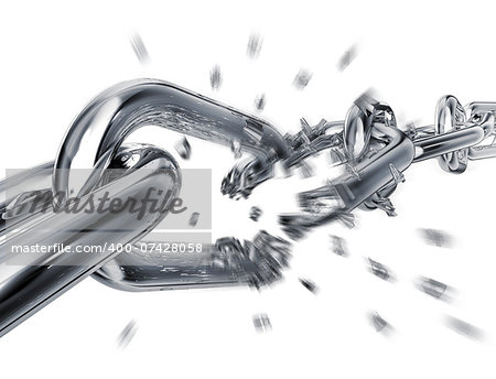 3D rendering of a breaking chain